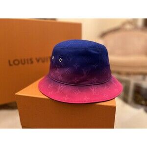 Louis Vuitton Illusion Monogram Hat Pink & Blue Reversible SZ L  💯Authentic 🥇